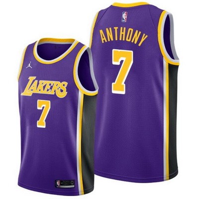 Men's Los Angeles Lakers #7 Carmelo Anthony Purple Statement Icon Hot Press Jersey