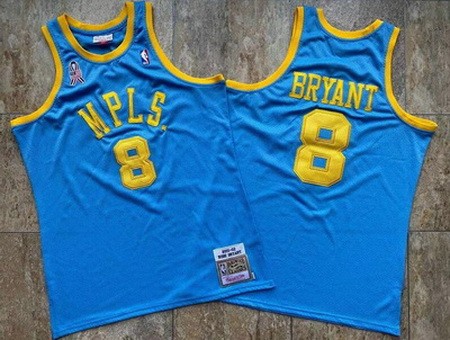 Men's Los Angeles Lakers #8 Kobe Bryant Blue MPLS 2001 Throwback Authentic Jersey