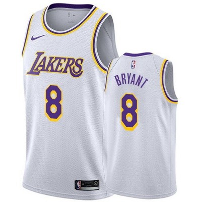 Men's Los Angeles Lakers #8 Kobe Bryant White Icon Hot Press Jersey