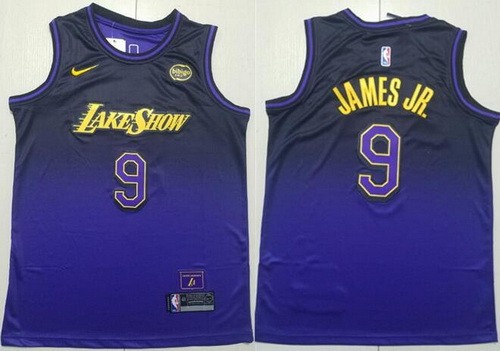 Men's Los Angeles Lakers #9 Bronny James Purple 2024 City Sponsor Swingman Jersey