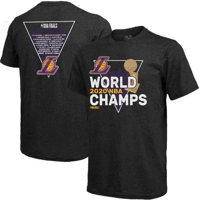 Men's Los Angeles Lakers Black 2020 Champions Printed T Shirt 201073