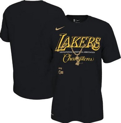 Men's Los Angeles Lakers Black 2020 Champions Printed T Shirt 201097