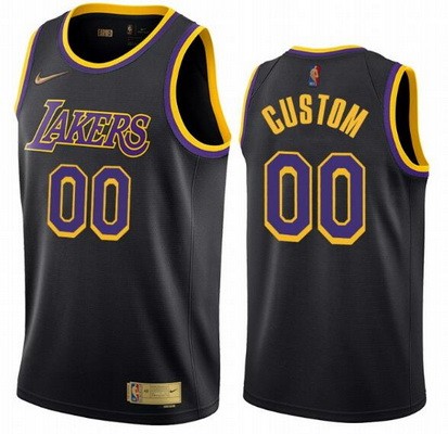 Men's Los Angeles Lakers Custom Black 2021 Earned Icon Hot Press Jersey
