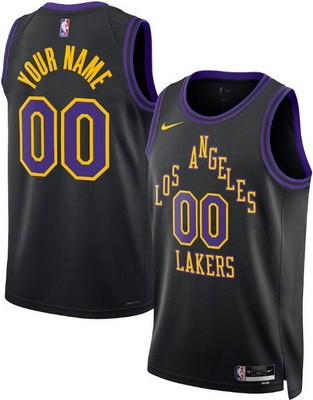 Men's Los Angeles Lakers Custom Black 2025 City Heat Press Jersey