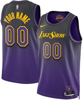 Men's Los Angeles Lakers Custom Purple 2024 City Heat Press Jersey
