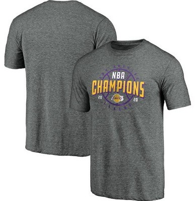 Men's Los Angeles Lakers Gray 2020 Champions Printed T Shirt 201081