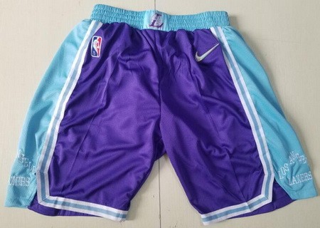 Men's Los Angeles Lakers Purple Light Blue Swingman Shorts