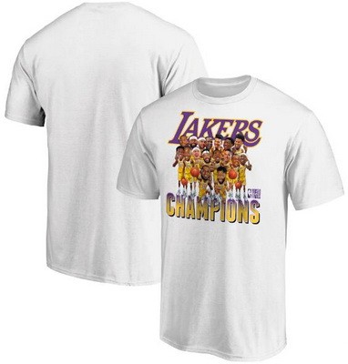 Men's Los Angeles Lakers White 2020 Champions Printed T Shirt 201085