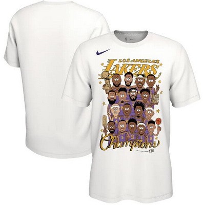 Men's Los Angeles Lakers White 2020 Champions Printed T Shirt 201086