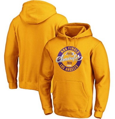 Men's Los Angeles Lakers Yellow 2020 Champions Printed Pullover Hoodie 201096