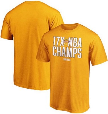 Men's Los Angeles Lakers Yellow 2020 Champions Printed T Shirt 201088