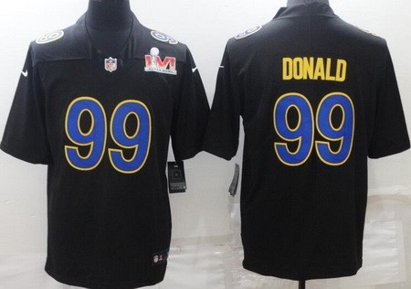 Men's Los Angeles Rams #99 Aaron Donald Limited Black 2022 Super Bowl LVI Bound Vapor Jersey
