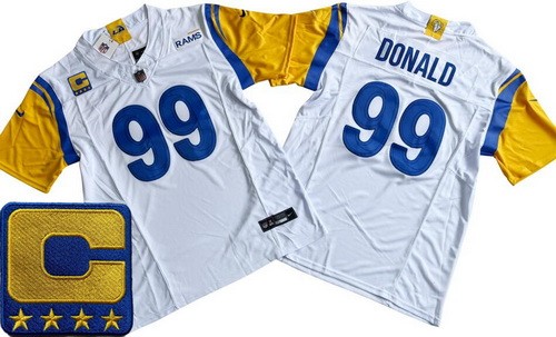 Men's Los Angeles Rams #99 Aaron Donald Limited White C Patch FUSE Vapor Jersey