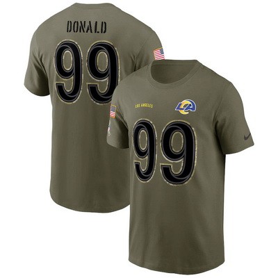 Men's Los Angeles Rams #99 Aaron Donald Royal Olive 2022 Salute To Service T Shirt