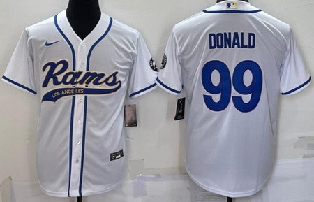 Men's Los Angeles Rams #99 Aaron Donald White Baseball Jersey