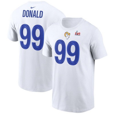 Men's Los Angeles Rams #99 Aaron Donald White Super Bowl LVI Bound T-Shirt
