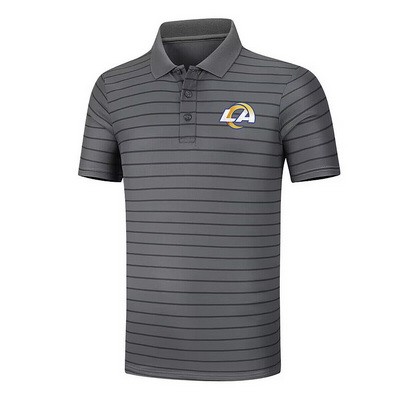 Men's Los Angeles Rams Anthracite Collection Striped Performance Pique Polo