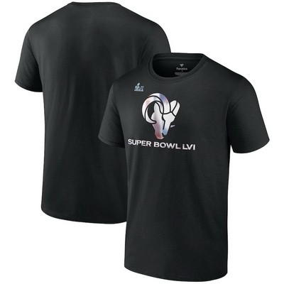 Men's Los Angeles Rams Black Super Bowl LVI Bound Iridescent T-Shirt