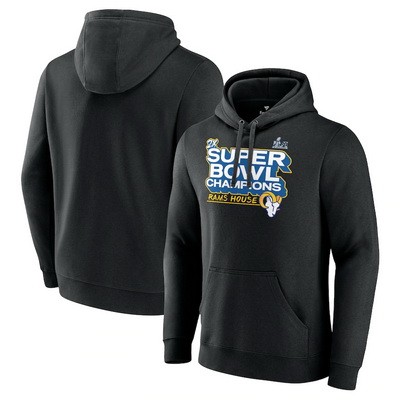 Men's Los Angeles Rams Black Super Bowl LVI Champions Parade Celebration Pullover Hoodie