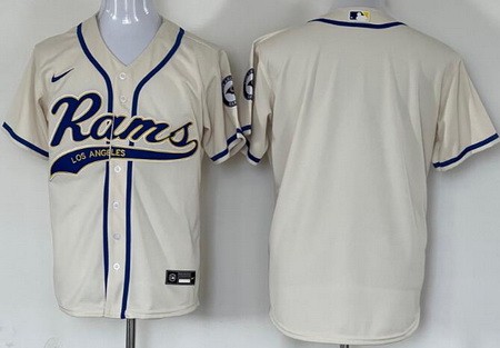 Men's Los Angeles Rams Blank Cream Baseball Jersey