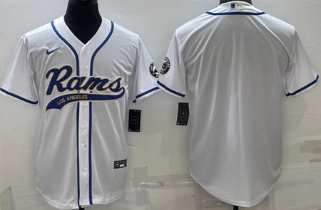 Men's Los Angeles Rams Blank White Baseball Jersey
