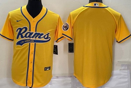 Men's Los Angeles Rams Blank Yellow Baseball Jersey