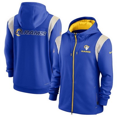 Men's Los Angeles Rams Blue Gray Performance Sideline Lockup Full Zip Hoodie