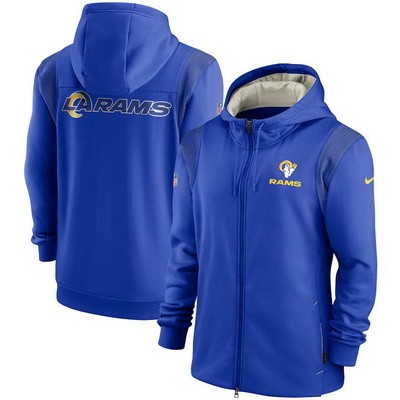 Men's Los Angeles Rams Blue Performance Sideline Lockup Full Zip Hoodie