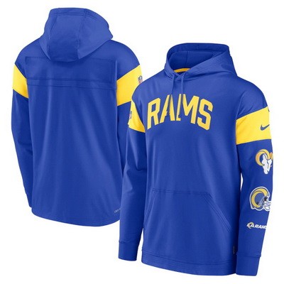 Men's Los Angeles Rams Blue Sideline Arch Jersey Performance Pullover Hoodie