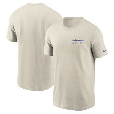 Men's Los Angeles Rams Cream Sideline Infograph Lockup Performance T Shirt