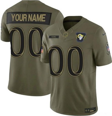 Men's Los Angeles Rams Custom Limited Green 2025 Salute To Service Jersey