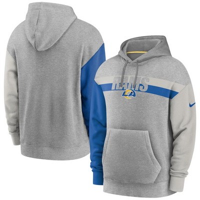 Men's Los Angeles Rams Gray Heathered Heritage Tri Blend Pullover Hoodie