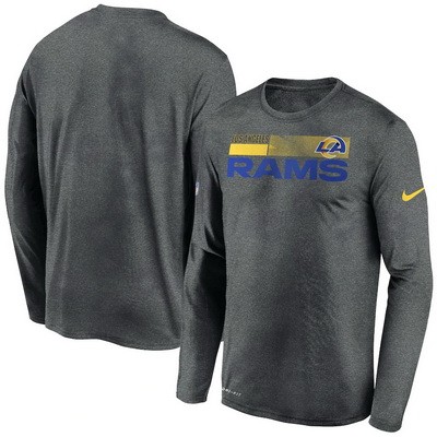 Men's Los Angeles Rams Gray Sideline Impact Legend Performance Long Sleeves T Shirt 616