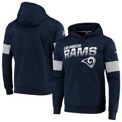 Men's Los Angeles Rams Navy Sideline Arch Jersey Performance Pullover Hoodie
