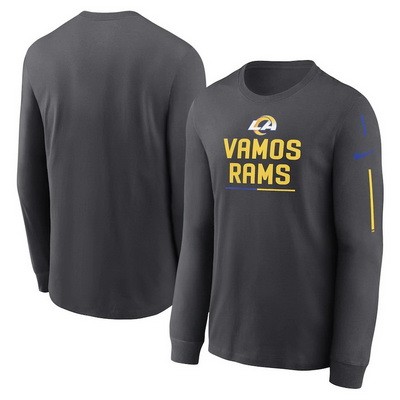 Men's Los Angeles Rams Navy Team Slogan Long Sleeve T Shirt
