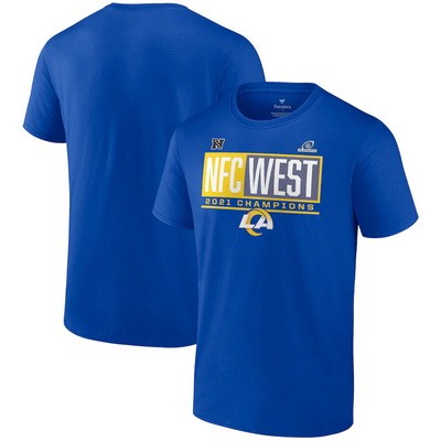 Men's Los Angeles Rams Royal 2021 NFC West Division Champions Blocked Favorite T-Shirt