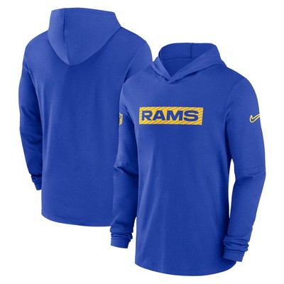 Men's Los Angeles Rams Royal Sideline Hoodie Performance Long Sleeve T Shirt