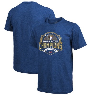 Men's Los Angeles Rams Royal Threads Super Bowl LVI Champions Tri lend T-Shirt