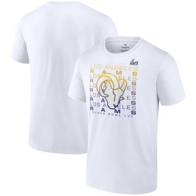 Men's Los Angeles Rams White Super Bowl LVI Bound Color Fade Repeat T-Shirt
