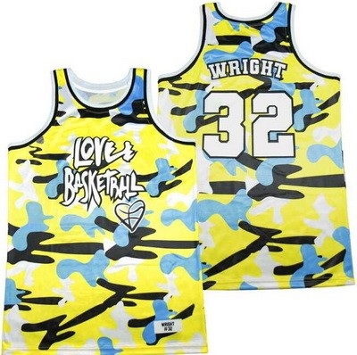 Men's Love and Basketball #32 Monica Wright Yellow Camo Basketball Jersey