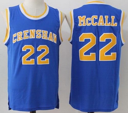 Men's Love and Basketball Crenshaw #22 Quincy Mcall Blue Basketball Jersey