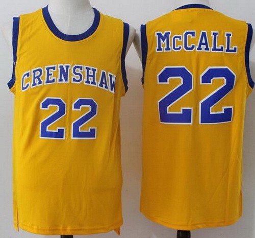 Men's Love and Basketball Crenshaw #22 Quincy Mcall Yellow Basketball Jersey