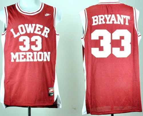 Men's Lower Merion High School #33 Kobe Bryant Red College Basketball Jersey