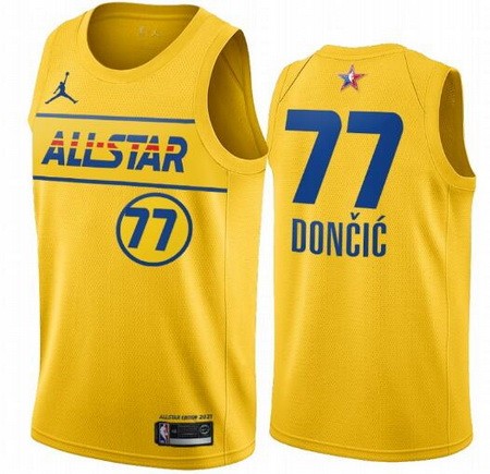 Men's Luka Doncic Yellow 2021 All Star Hot Press Jersey