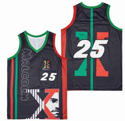Men's Malcolm X #25 Power Black Basketball Jersey