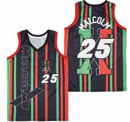 Men's Malcolm X #25 Power Black Red Green Basketball Jersey