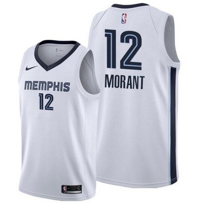 Men's Memphis Grizzlies #12 Ja Morant White Icon Hot Press Jersey
