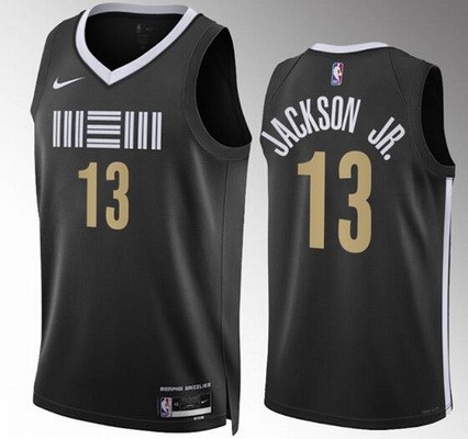 Men's Memphis Grizzlies #13 Jaren Jackson Jr Black 2023 City Icon Heat Press Jersey
