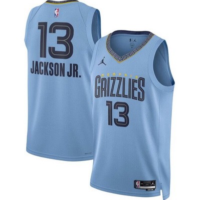 Men's Memphis Grizzlies #13 Jaren Jackson Jr Light Blue 2022 Statement Icon Heat Press Jersey