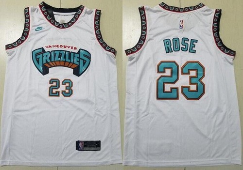 Men's Memphis Grizzlies #23 Derrick Rose White Classic Swingman Jersey